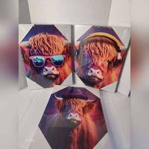 Joy Concepts Highland Cow 3 Print Set NIB